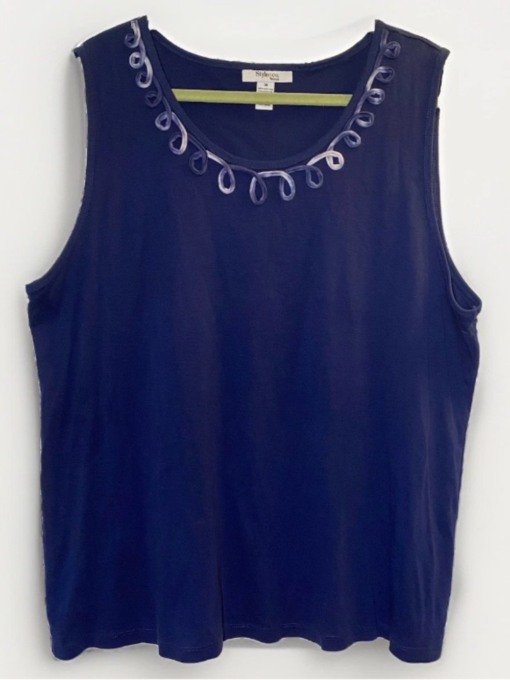 Style And Co Women’s 3X Sleeveless Navy Blue Tank Top 100% Cotton Soft Summer